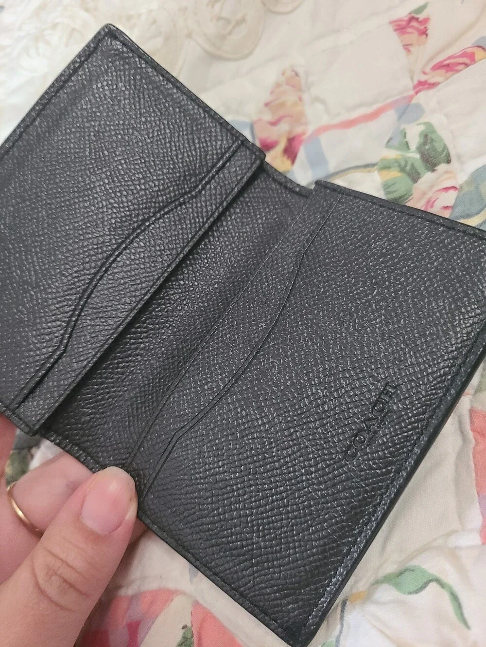 Coach Black Textured Leather Card Holder